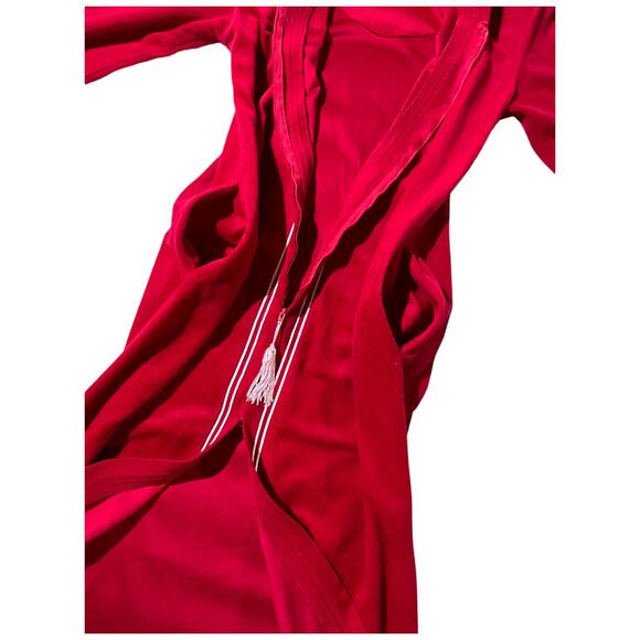 Vintage 1970s Evelyn Pearson Red Polyester Long Robe/House Dress with White Trim - Picture 16 of 16